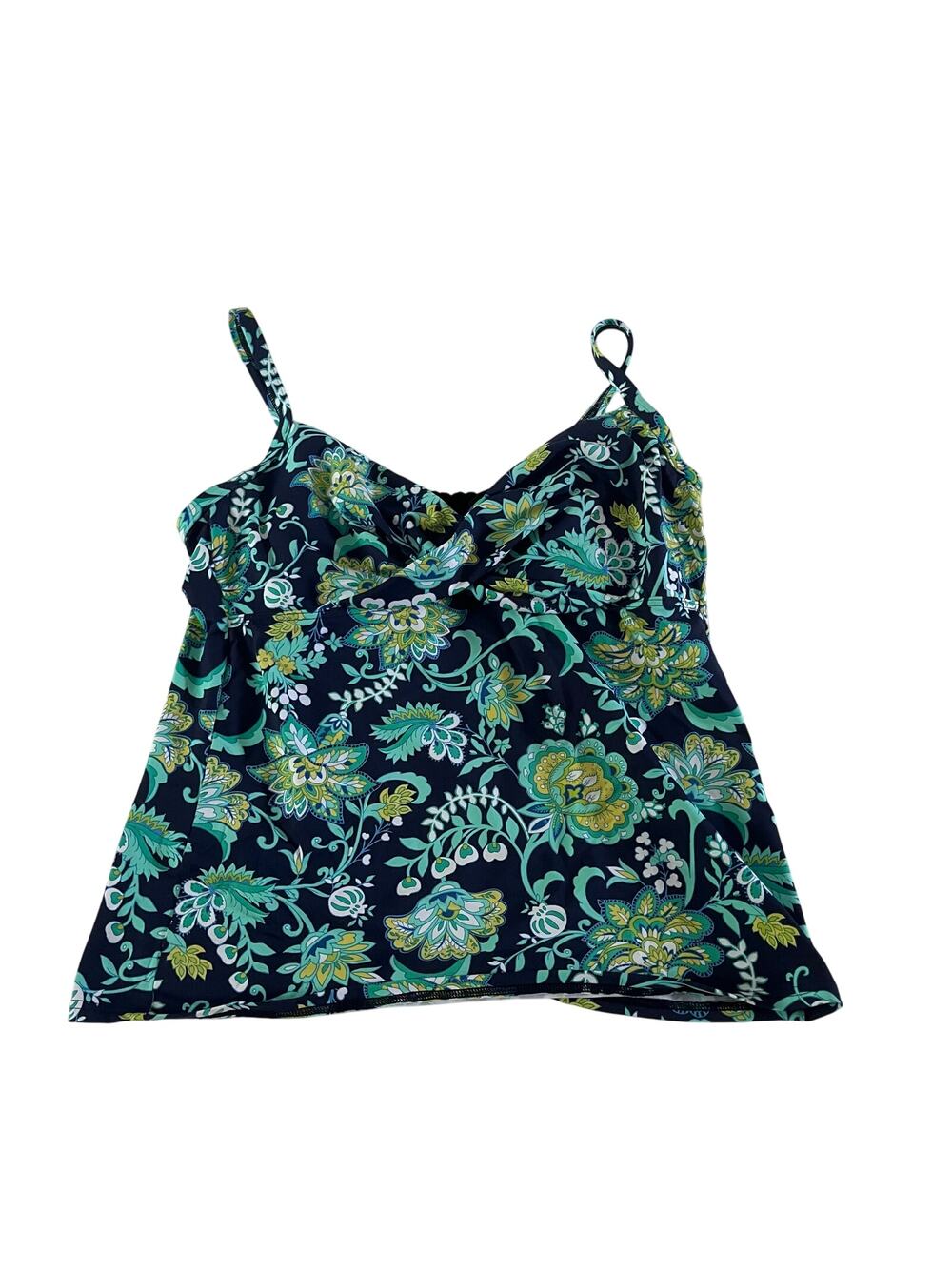 Lands End Blue Floral Paisley Underwire Tankini Top Sz 10